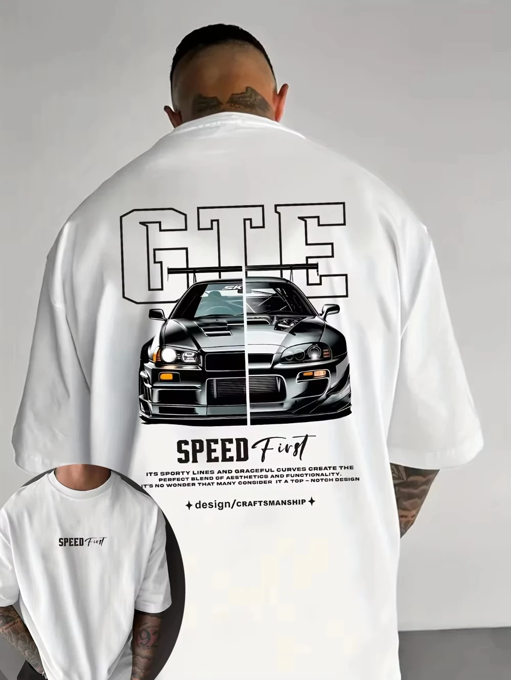 Summer 2026 New Japanese Classic Car Print Men's  Cotton T-shirt High Quality Fashion Crew Neck Print Men's and Women's T-shirts