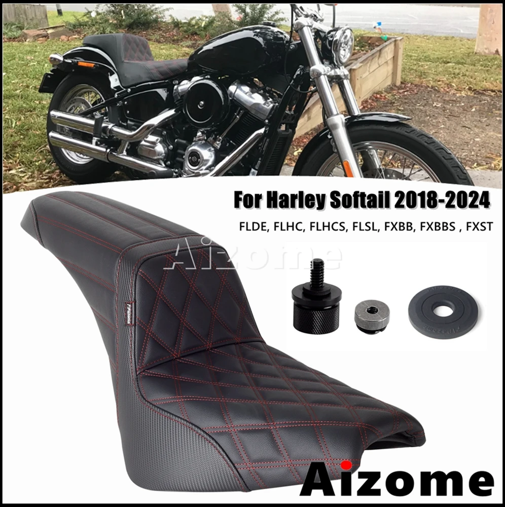 Motorcycle Two up Seat For Harley Softail Standard FXST Deluxe FLDE Slim FLSL FXSL Street Bob Heritage Classic FLHC FLHCS 18-24