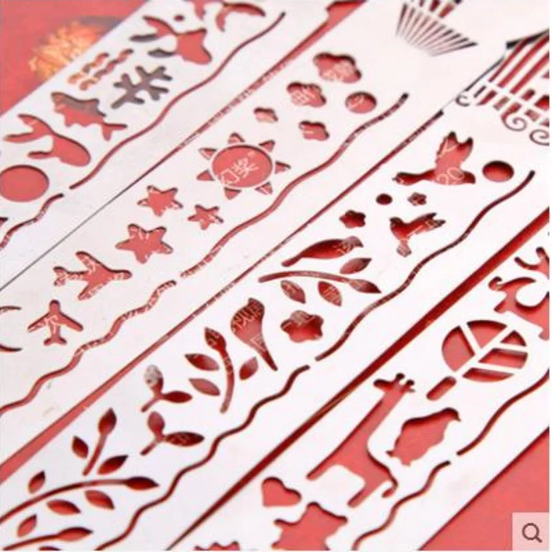 1 Pieces Kawaii Metal Straight Stencil Ruler Tools Stationery Cartoon