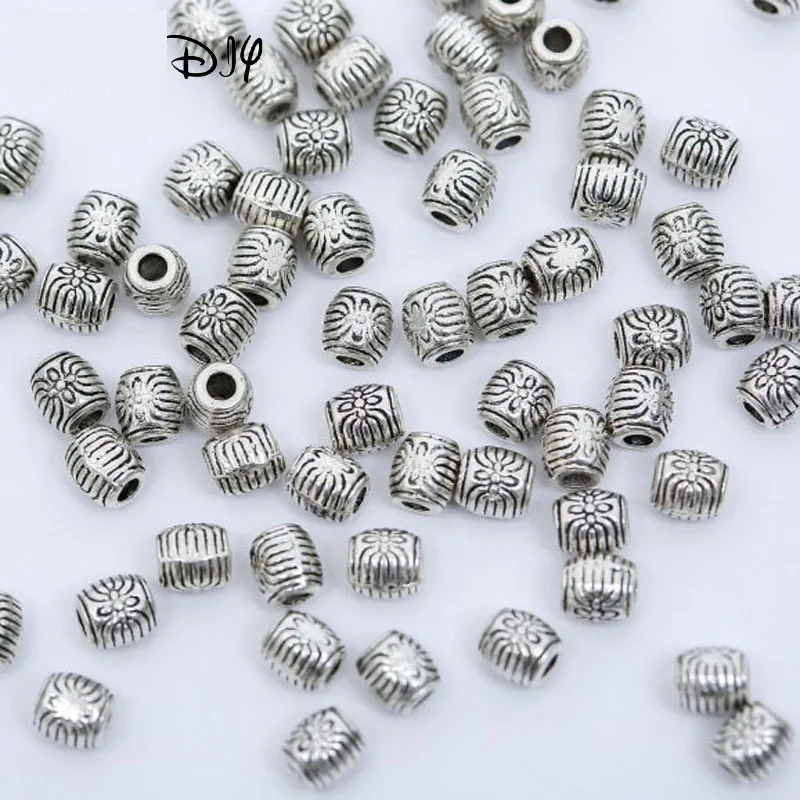 100pcs/lot Tibetan Silver Plated Loose Spacer Beads Metal beads Charms For Jewelry Making DIY Jewelry Finding Bracelets Necklace