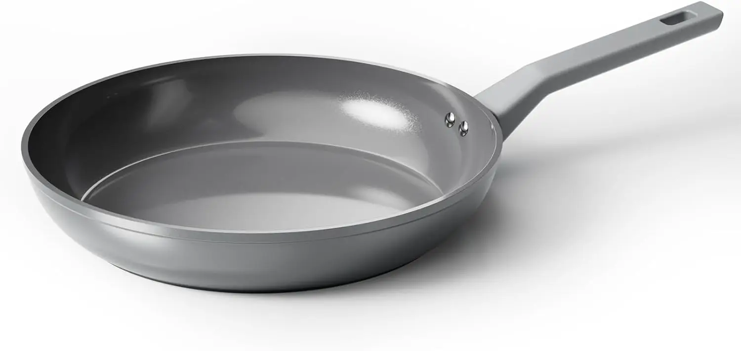 

Non-stick frying pan with ceramic coating, suitable for induction cooktops, featuring heat-resistant phenolic resin handles.