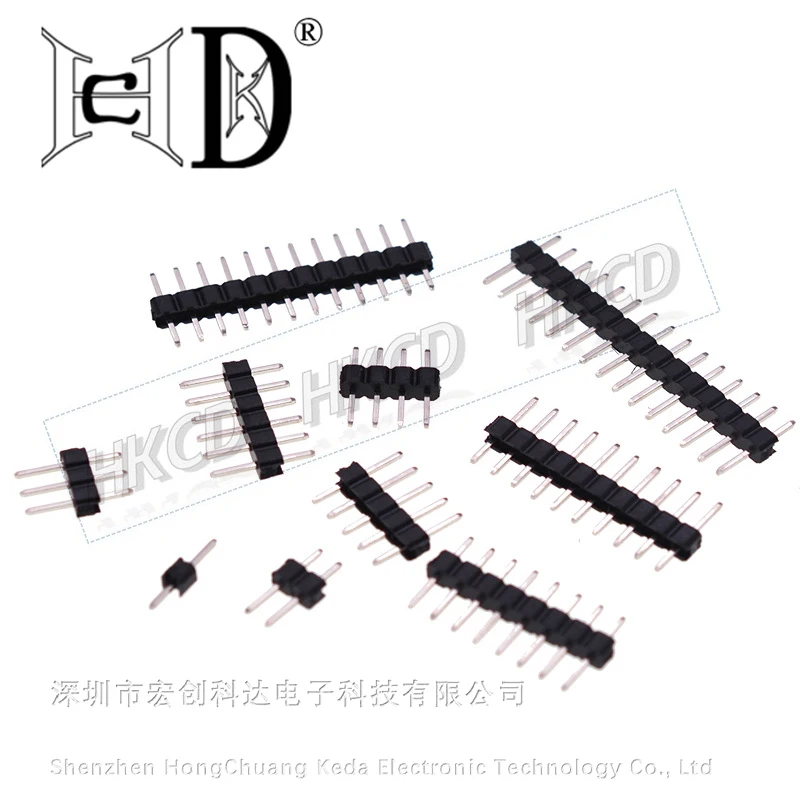 10PCS/Lot 2.0mm Male Header Pins 1*2/3/4/5/6/7/8/9/10/12/15/20/40P 2mm Single Row Pin Header Strip Connector Gold-plated copper