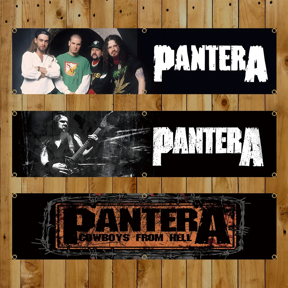 60x240cm P-panteras Heavy Metal Band Banner Poster Tapestry Polyester Digital Printing Flag For Garage Indoor Outdoor Decoration