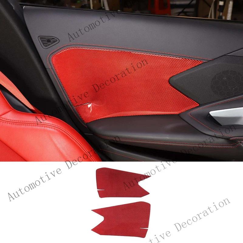 Z+ Red Carbon Interior Door Panel Large Panel Sticker Trim For Corvette C8 2020-26
