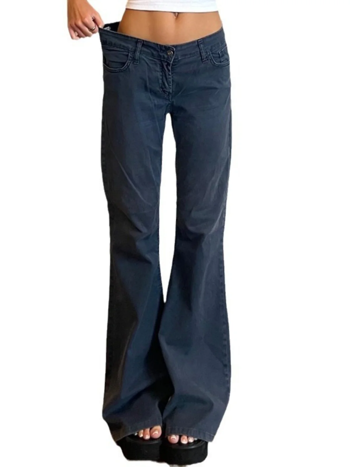 

Свободные прямые повседневные джинсы, женские свободные джинсы прямого кроя, синие джинсовые брюки с низкой талией, длинные брюки, летняя коллекция