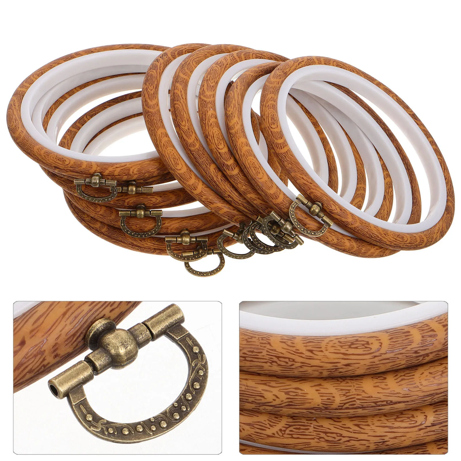 

10Pcs Embroidery Hoop Frame Set for Cross Stitch and Handicraft Projects Compact Scroll Fix Ring for Gift Making Ornament