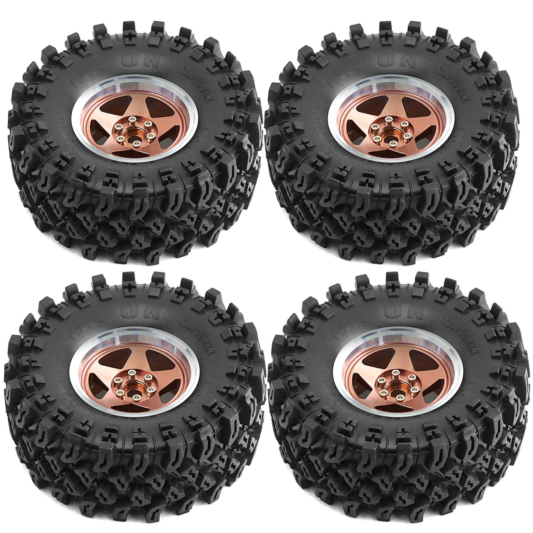 RC 2.2 عجلات وإطارات Beadlock من الألومنيوم OD 5.36 بوصة لـ RC Mud Crawler Trail Gen8 Everest 10 محوري كابرا الشبح 4 قطعة #3
