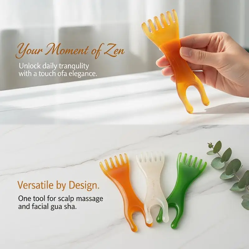 

1PCQuality Resin Massage Comb, Manual Head & Face Massager For Scalp Nose Ears Eyes, Lightweight Portable For Home Office Travel