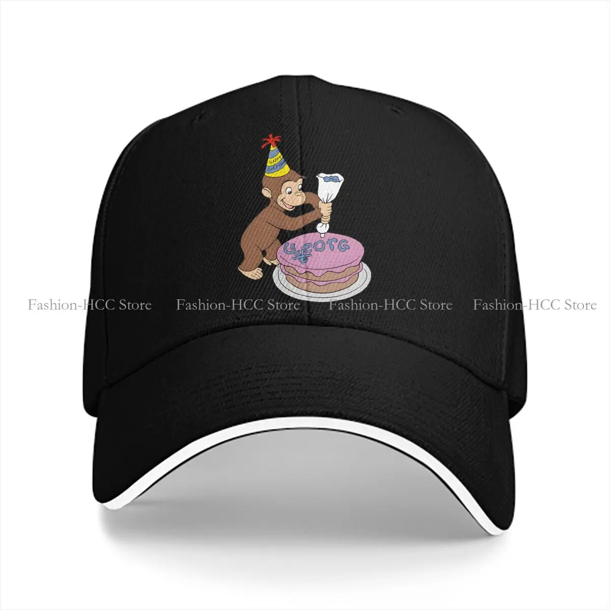 Birthday Cake Baseball Caps Peaked Cap Curious George Cartoon Sun Shade Hats for Men Women