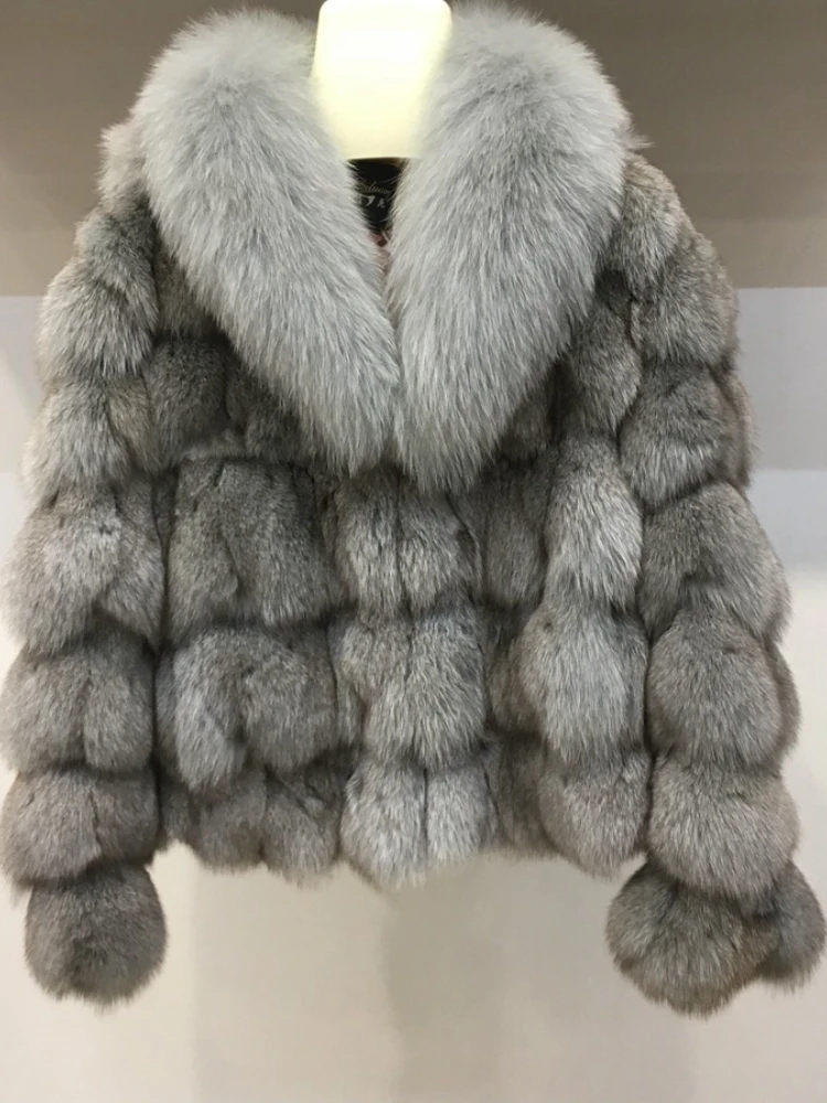 MENINA BONITA 2022 Giacca Invernale Delle Donne Reale Cappotto di Pelliccia di Volpe Naturale Collo di Pelliccia di Volpe Tuta Sportiva Spessa Manica Calda di Moda streetwear