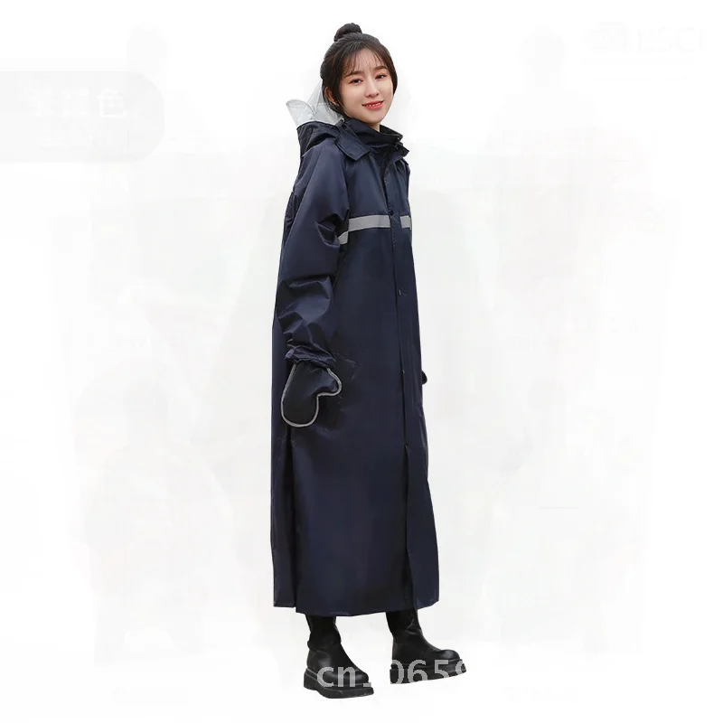 Long Body Split Raincoat for Women Men Cycling Hiking Electric Bicycle Special Poncho Waterproof Pongee Fabric Adult Size XXL