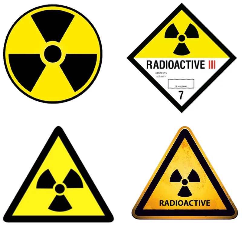 Vari adesivi per auto nucleari di avvertimento per la protezione dalle radiazioni decalcomanie per moto in PVC adesivi impermeabili per la