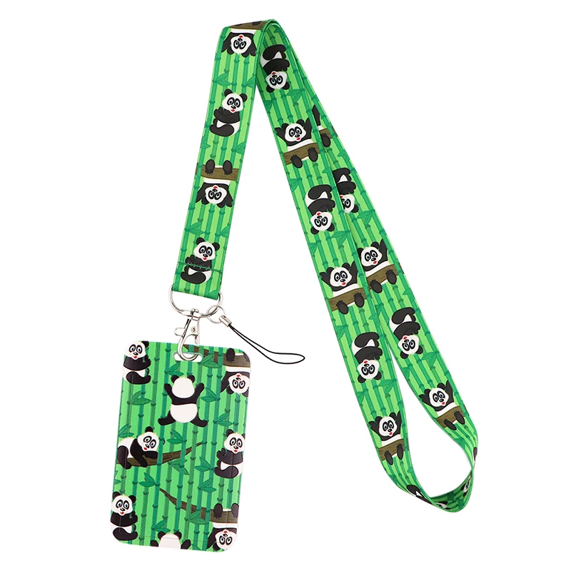 Lovely giant panda Manga  Lanyard Badge Holder ID Card Lanyards Cell Phone Rope Key Lanyard Neck Straps Keychain