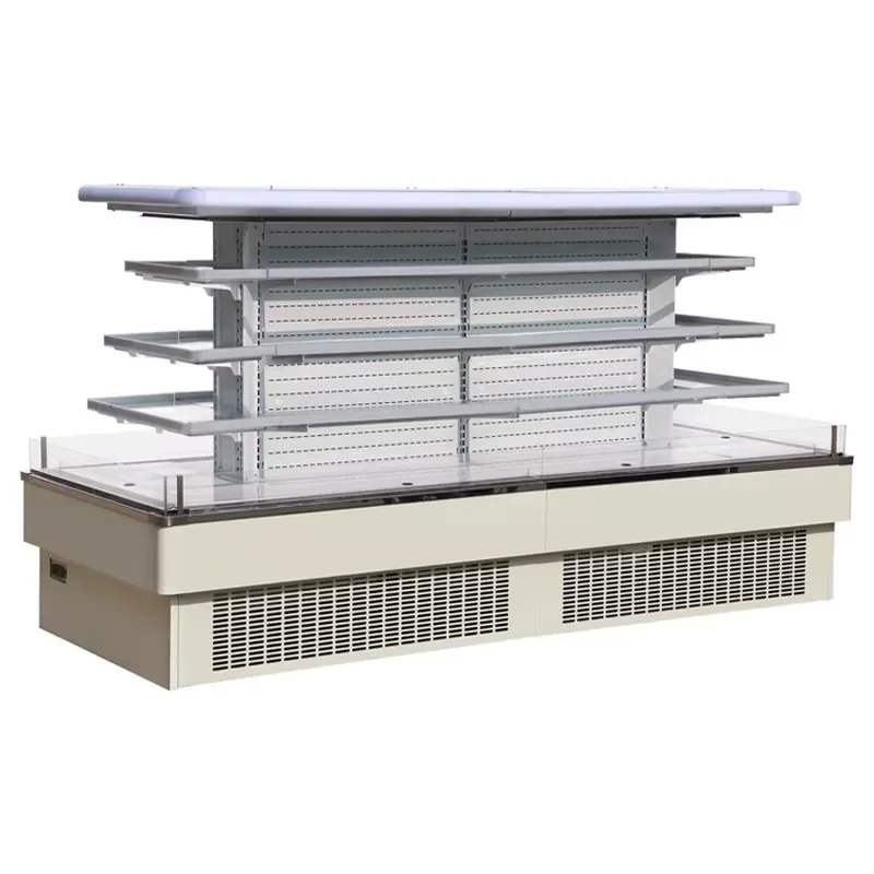 Commercial Air Curtain Display Refrigerated Freezer Cabinet for Beverage Dairy Products Fruit Vegetable Cooked Food