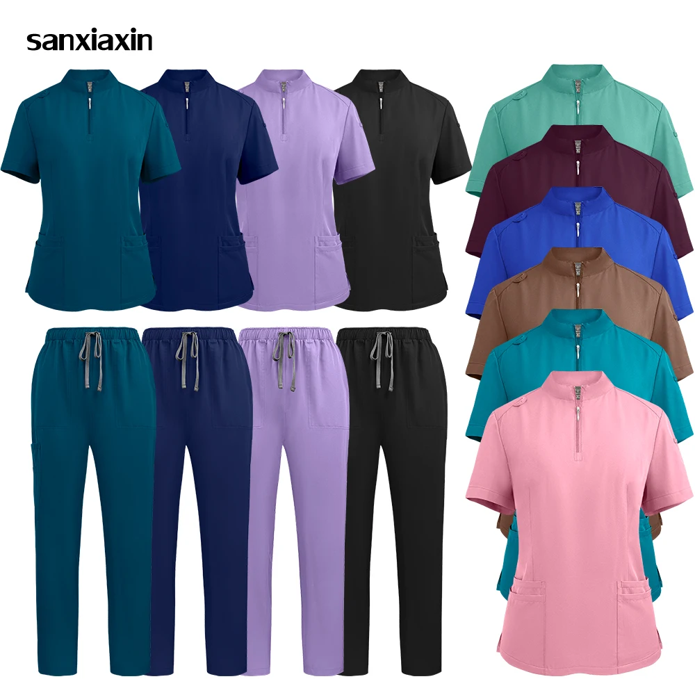 

Multicolor Scrubs Clothes Nursing Short Sleeve Top+Pants Medical Surgery Uniforms Women Pet Shop Doctor Work Workwear Scrubs Set