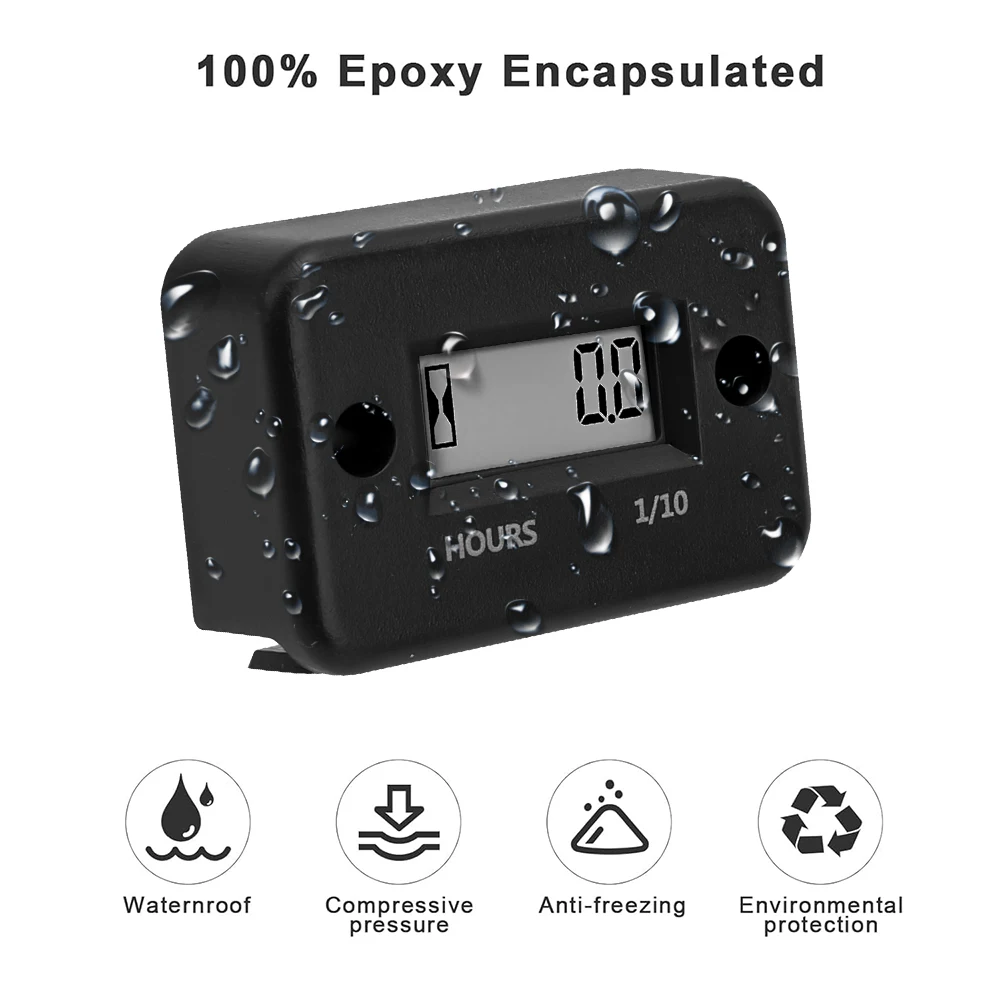 Inductive Timer Motorcycle Engine Working Hour Meter Waterproof Lcd Display Digital Time Gause for Atv Boat Moto instrument