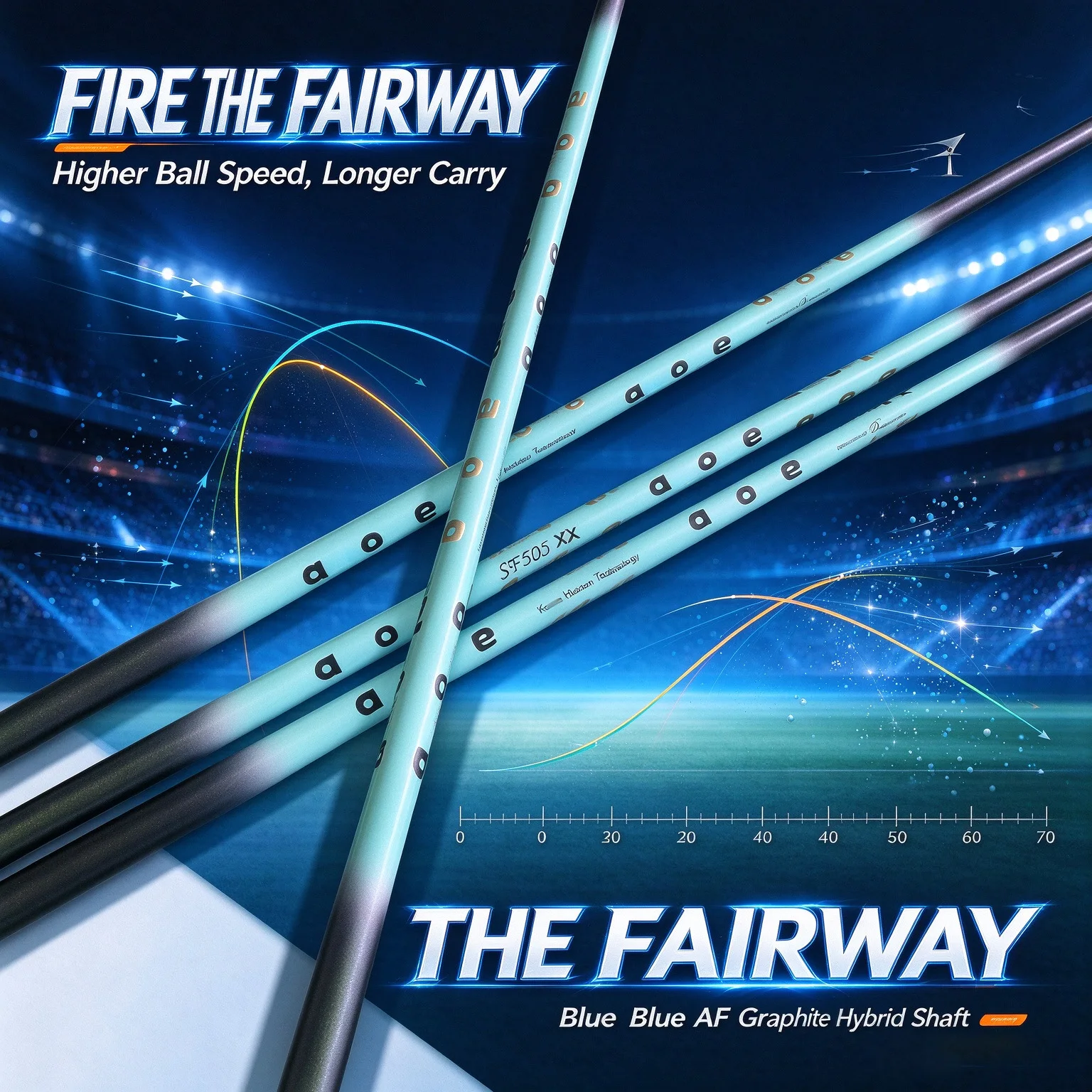 Blue Af Golf Hybrid Club Shaft, 39inch Standard Length, Tip0.370, Carbon Fiber Material, Provides Clear Swing Feedback, Easy to Hit Long Distances