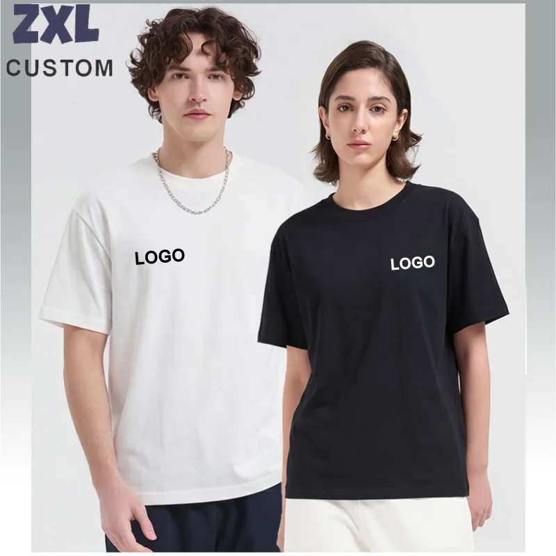 Custom T-Shirt 100% Cotton 220G Men Women Personalized Logo Print Casual Streetwear Tee Unisex Corporate Team Work Uniform Tee