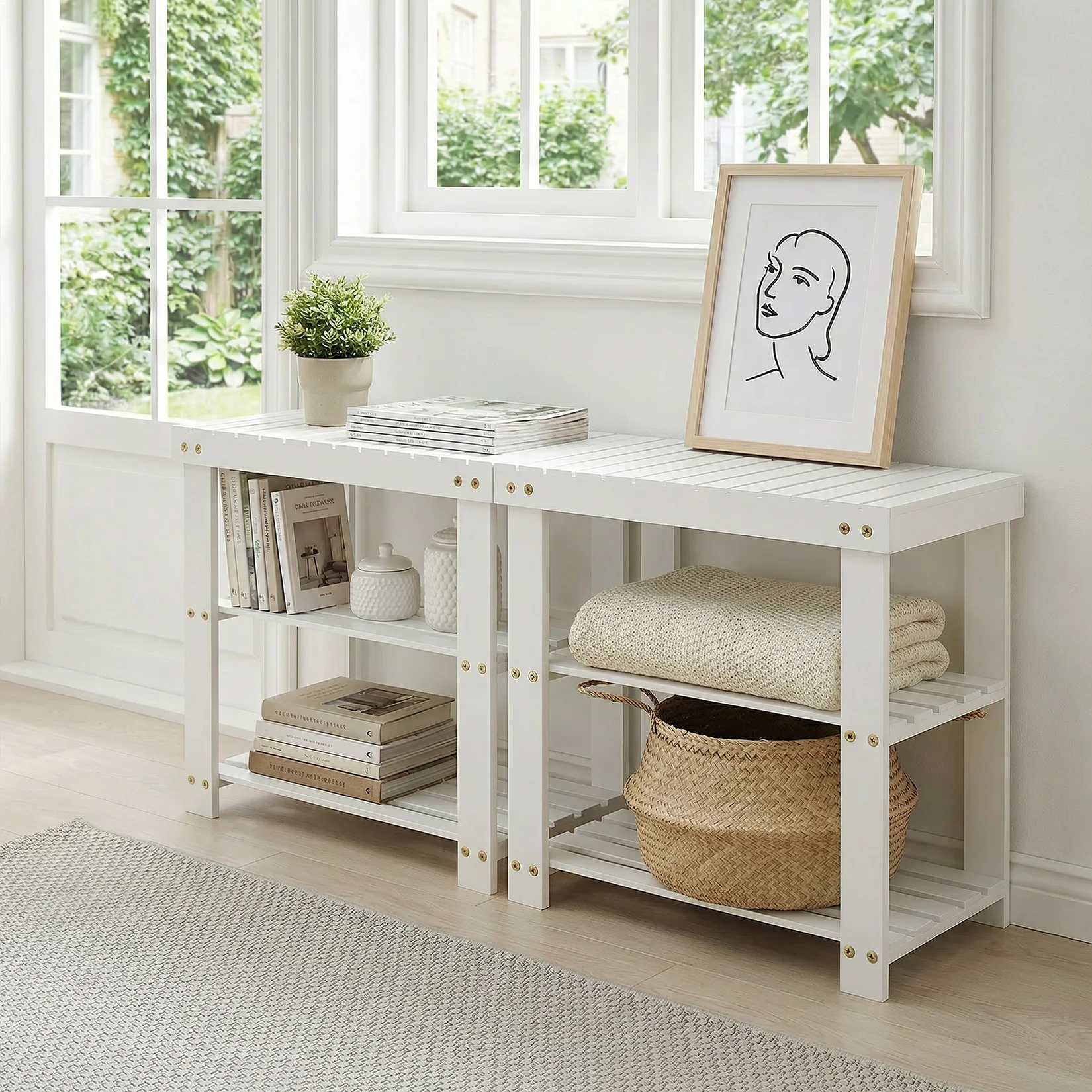 Sturdy Shoe Rack Bench for Entryway   Multi-Purpose Hallway Organizer with Storage and Seating   Modern Home Furniture