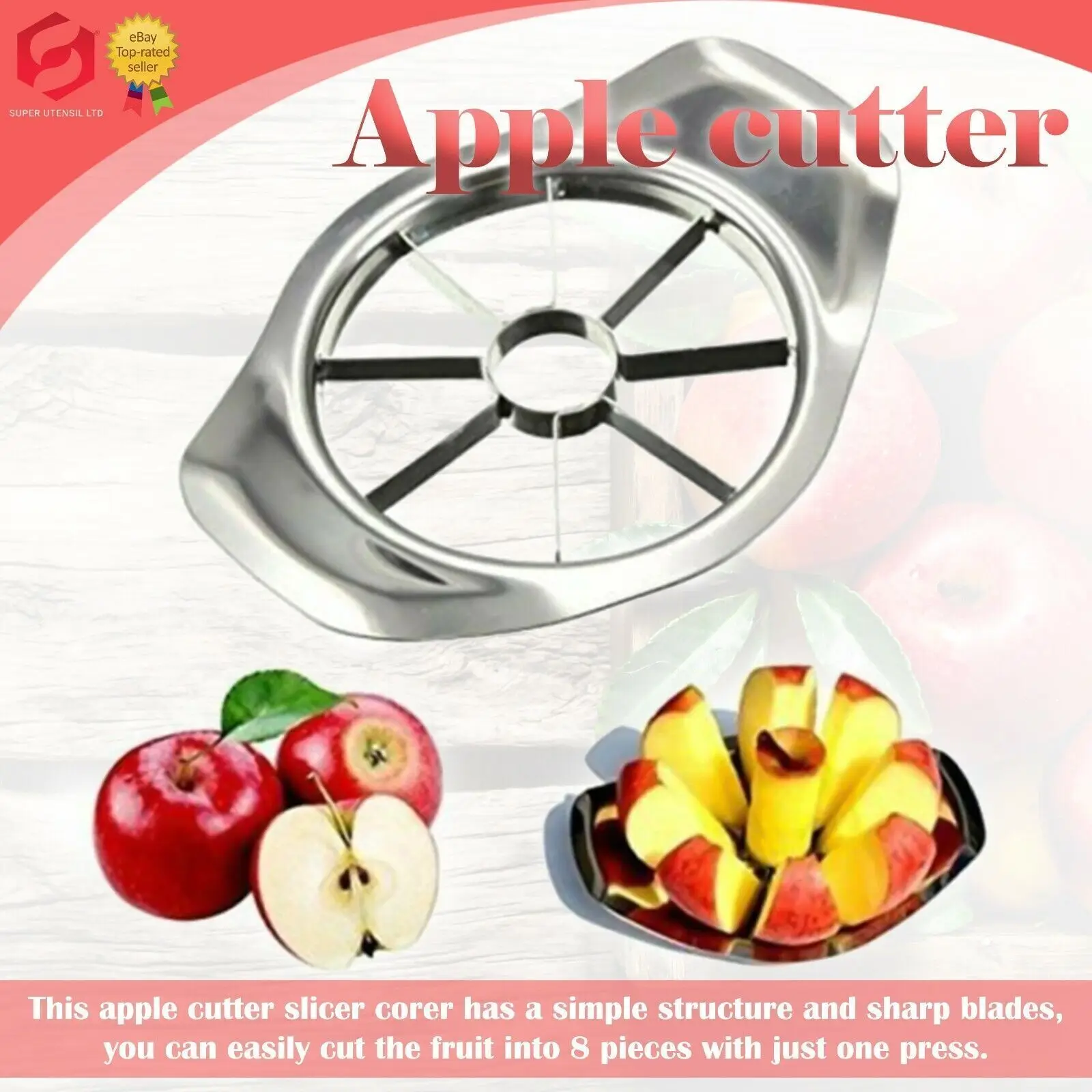 1/2pcs New Heavy Duty Apple Cutter Slicer Wedger Divider Fruit Corer STEEL Blade Handy