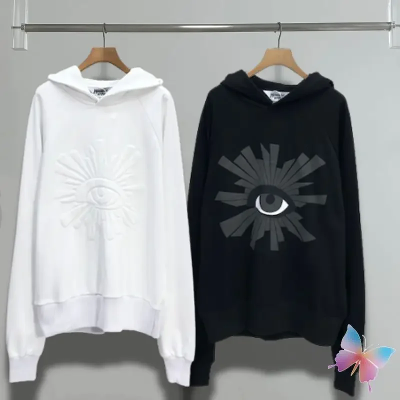 

High Quality Foam Print Black White Couple Hoodie Embroidered Eye HOUSE OF ERRORS Sweatshirts Oversized Men Women Hoody