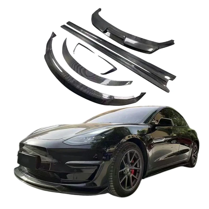 

Car Body Kit ART style Carbon fiber kit Side skirt Front lip Rear lip Rear spoiler wing For Tesla Model 3 2018