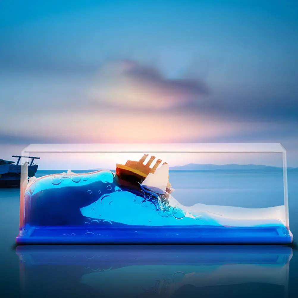 Cruise Ship Fluid Liquid Drift Bottle Desktop Craft Decoration Handmade Office Home Tabletop Ornament Creative Stress Relief