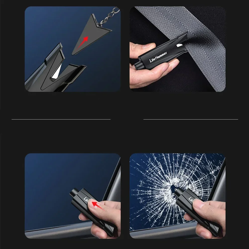 Seatbelt Cutter Window Breaker Keychain 3-in-1 Car Glass Breaker Emergency Escape Safety Hammer Automotive Life Safety Tools Kit