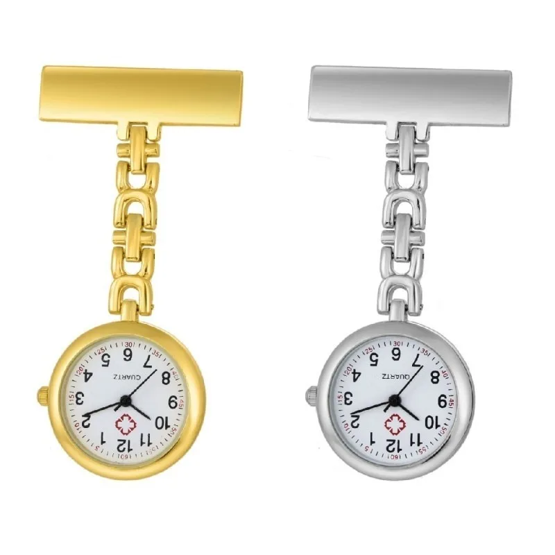 1PC New Fashion Luminous Pin Quartz Pocket Brooch Fob Gold Silver Nurse Watch