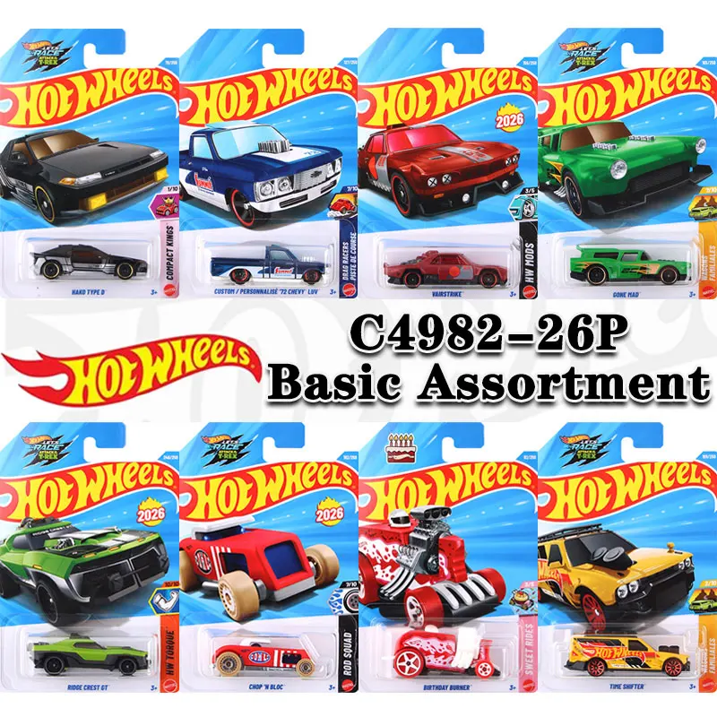 Hot Wheels C4982-26P Basis-Sortiment 1:64 Druckguss-Modellauto, Original-Konzeptfahrzeug, Sammlerstück-Spielzeugfahrzeug für Kinder & Hobbyisten
