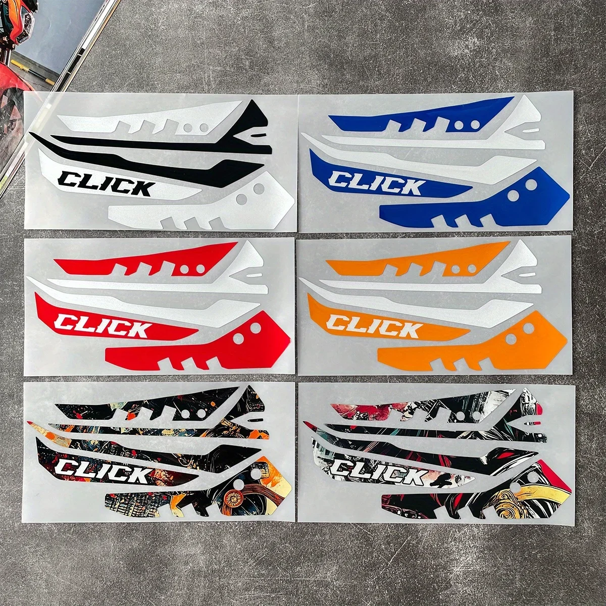 مجموعة واحدة من ملصق محرك الدراجة النارية "CLICK" لتزيين التصميم، ألوان وتصاميم متعددة، ملحقات لاصقة