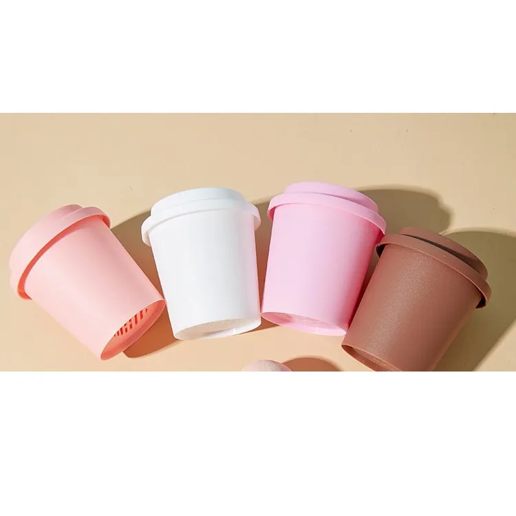 50 Stück individuelles Logo, weiße Farbe, Kosmetikmixer, individueller Schwamm, Private Label, latexfrei, Kaffeetasse, Make-up-Schwammmixer