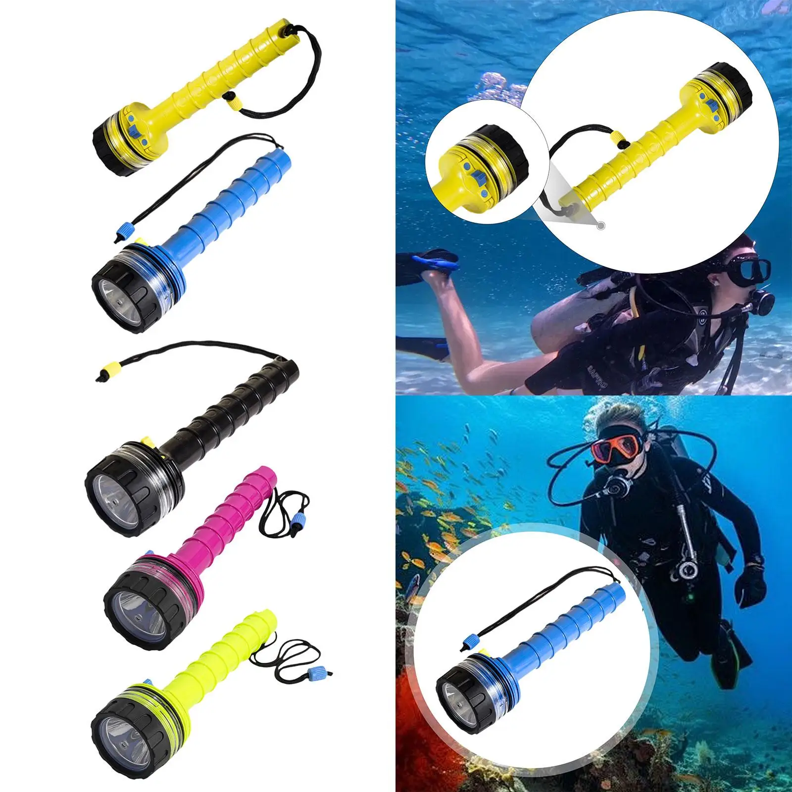 Scuba Diving Flashlight Underwater Light Fishing Hiking Bright Snorkeling Caving Climbing Outdoor Camping Light Professional