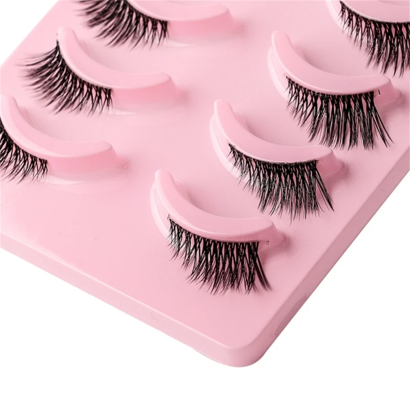 Half Lashes Natural Look Wispy Mink Lashes Fluffy-Fake Eye Lashes แพ็ค 5 คู่