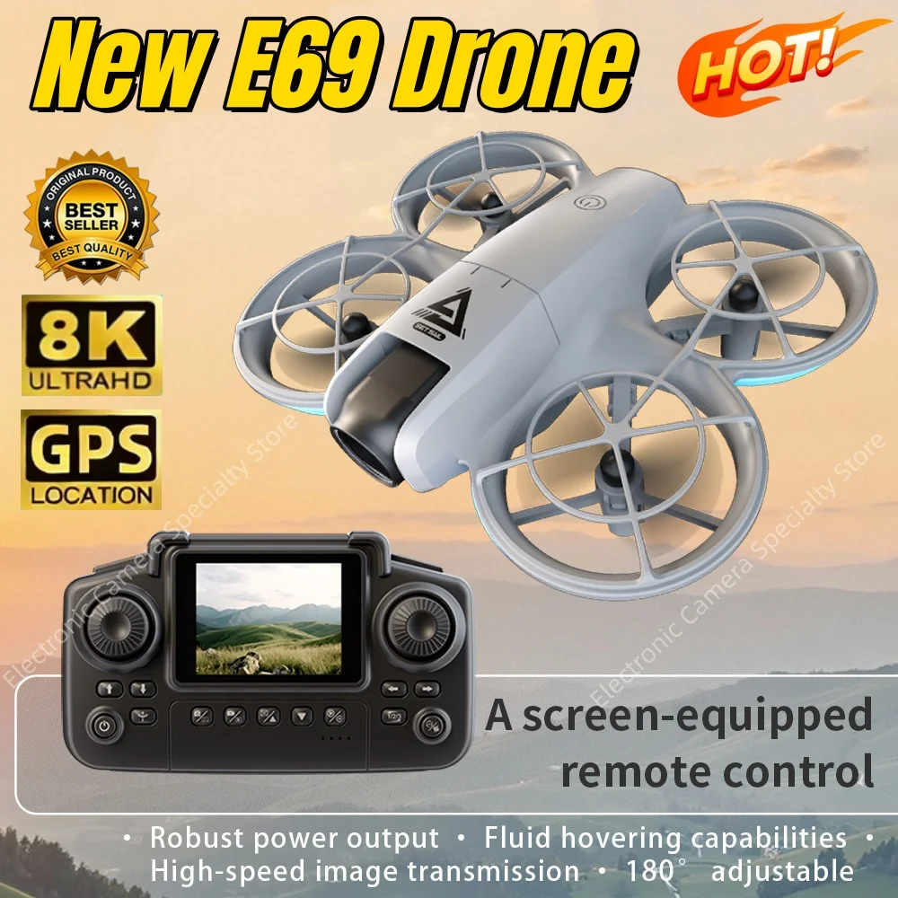 New E69 Drone 8K HD Dual Camera, Optical Flow Positioning Brushless Motor Aerial Photography Remote Control Aircraft UAV 2026