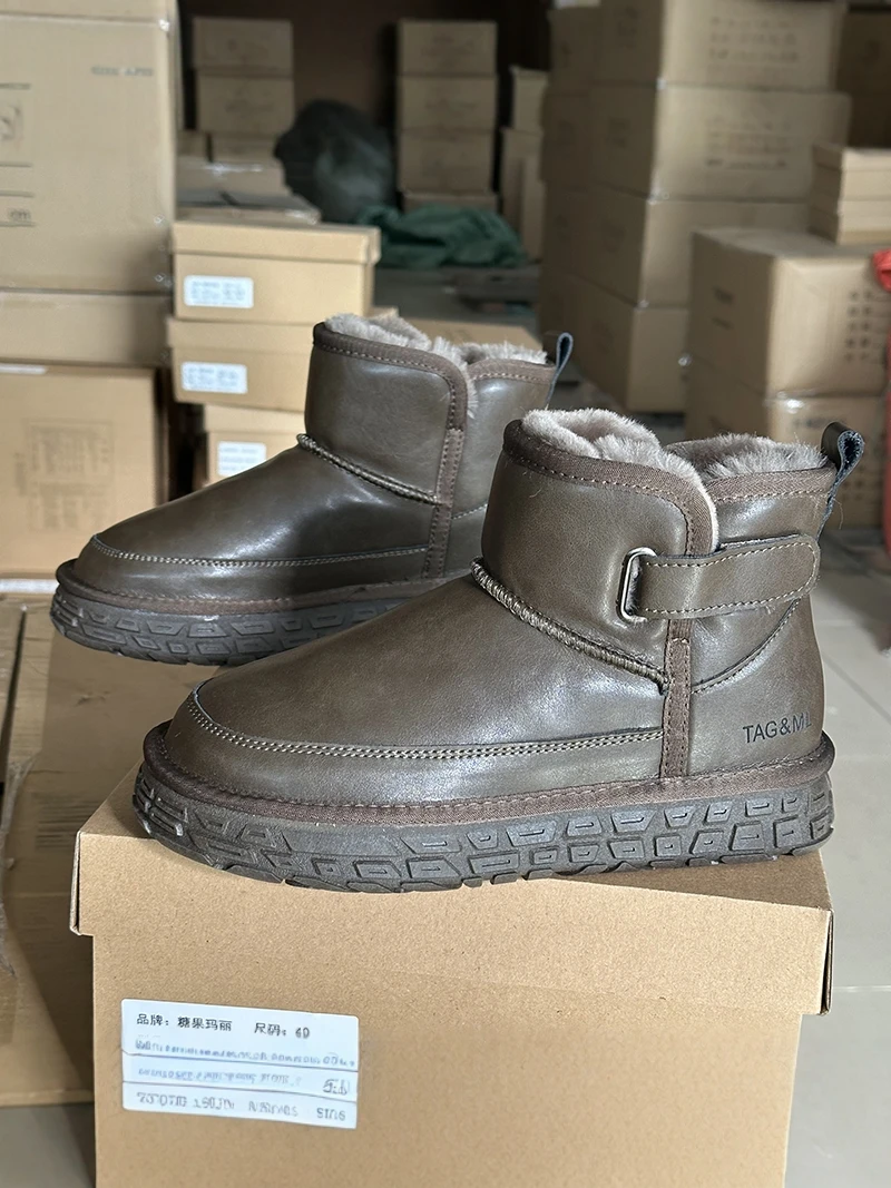 

Men's Winter Snow Boots Fleece Lined Casual Outdoor Waterproof Non Slip Warmth Bread Shoes Comfortable Mid-Cut Ultra Syntheti...