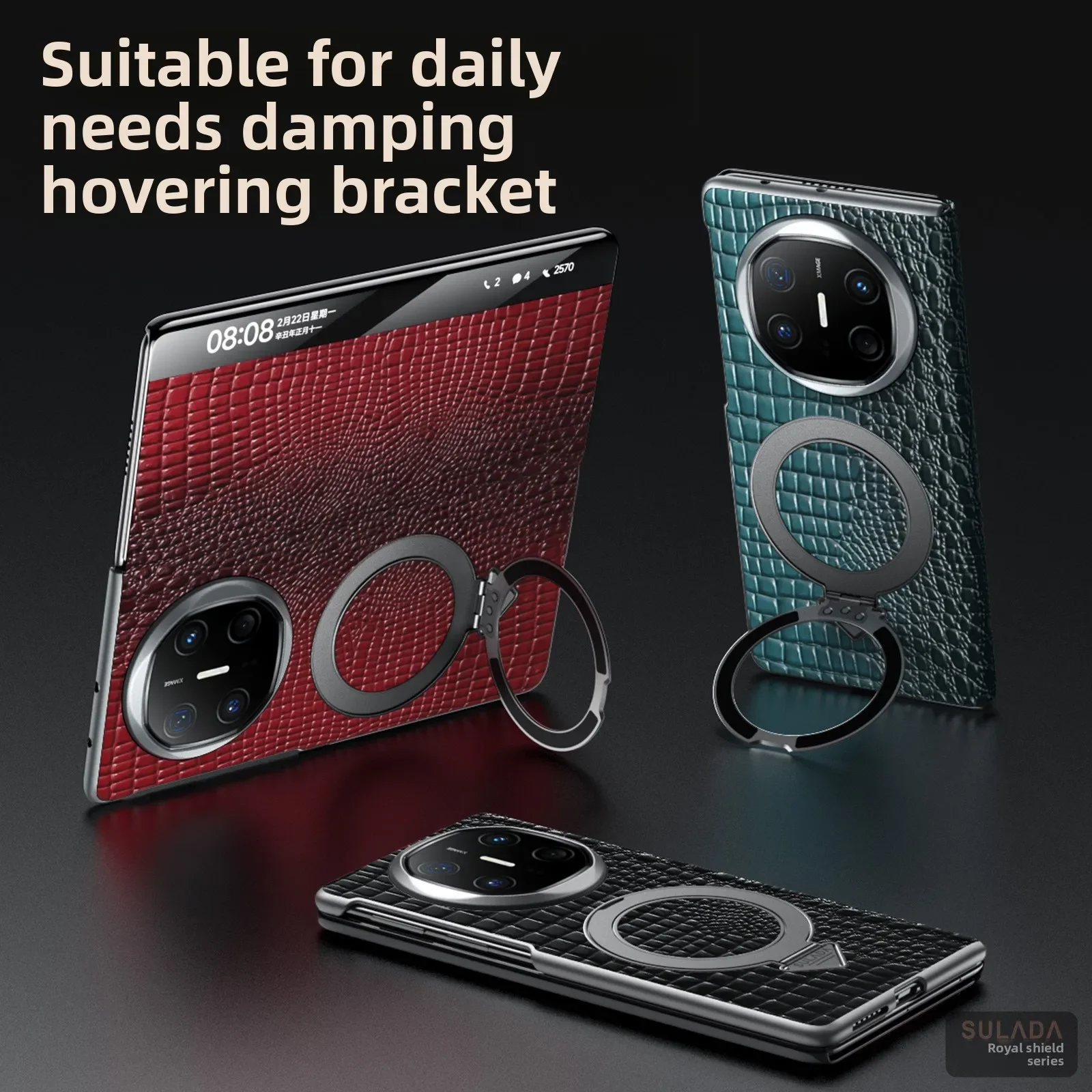 

Чехол из крокодиловой кожи для Huawei Mate X6 SULADA Royal Shield Flip с магнитным держателем, чехол для мобильного телефона Huawei Mate X5 x3