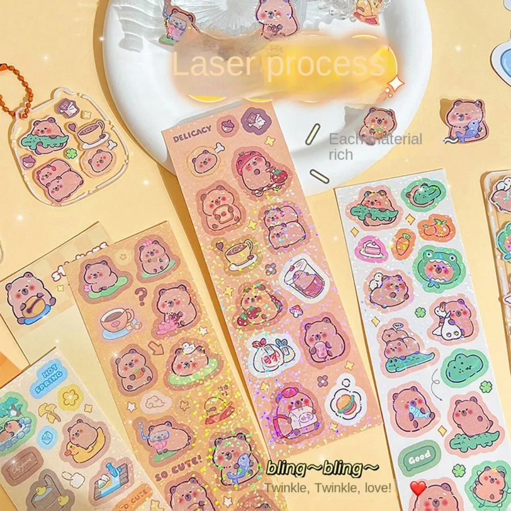 Waterproof Capybara Stickers Self-adhesive Multi-purpose DIY Scrapbook Decorative Sticker Portable Durable