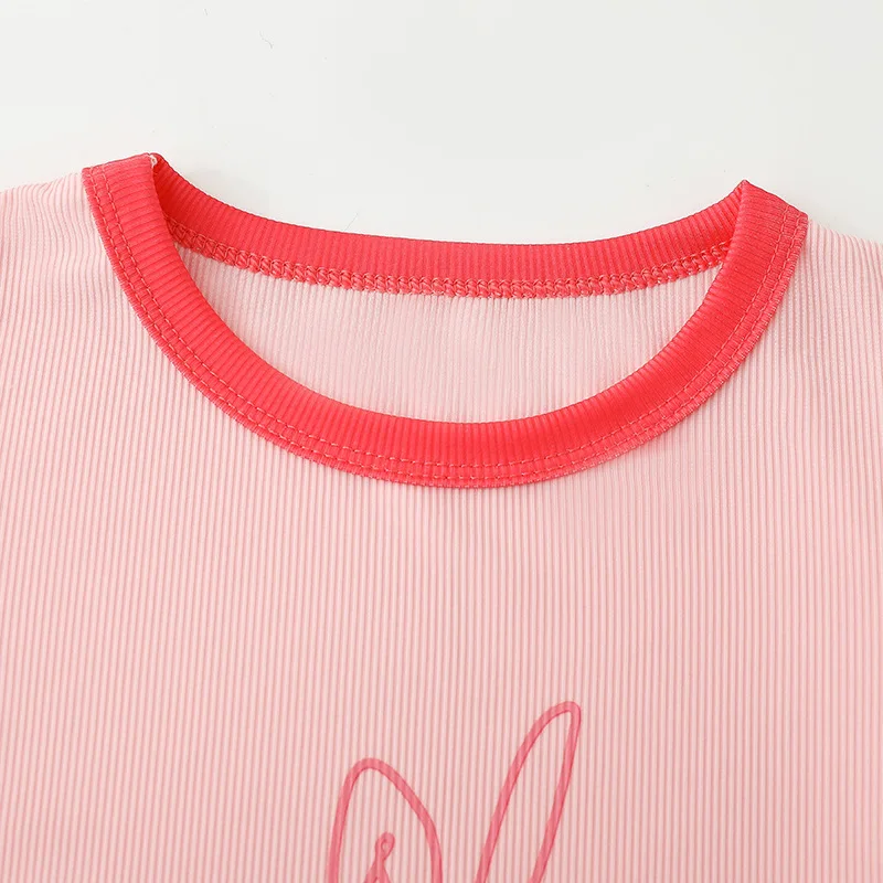 Candy Colored Short Sleeved T-shirt Girls Versatile and Stylish Cartoon Ice Silk Short Sleeves 3-8 Years Old Children Summer Top