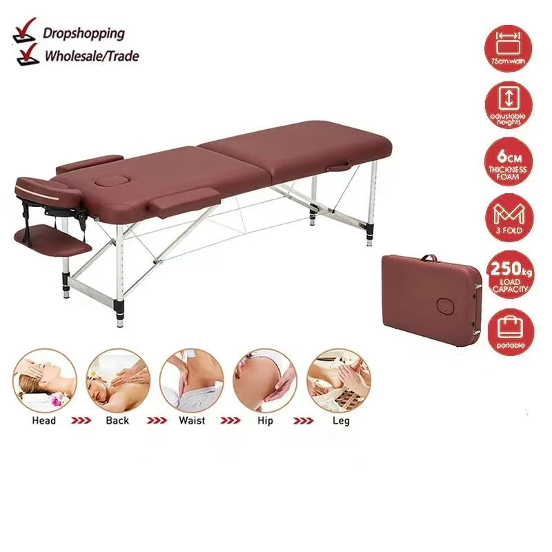 Cama de belleza plegable, mesas de masaje de Spa portátiles profesionales, ligeras, con bolsa, muebles de salón de aleación de aluminio