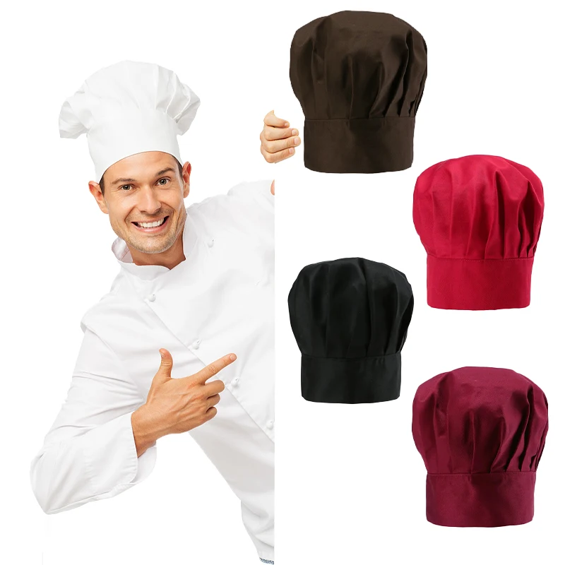 High quality Cook Work Cap 2pc/1pcs Adjustable Chef Hats for Catering Work Canteen Café Baking Household Kitchen Cooking Caps