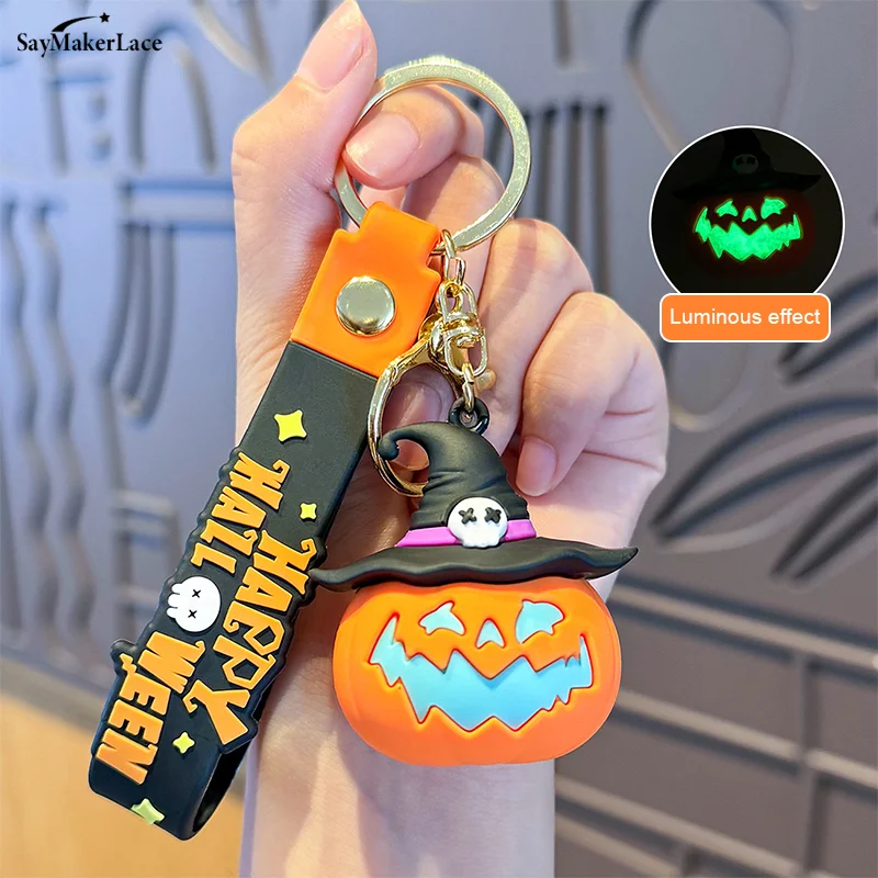 Porte-clés de dessin animé Shoous Halloween, modèle de crâne de Aliments, porte-clés pendentif en silicone, jouets de voiture, porte-clés de sac à dos, accessoires Kawaii