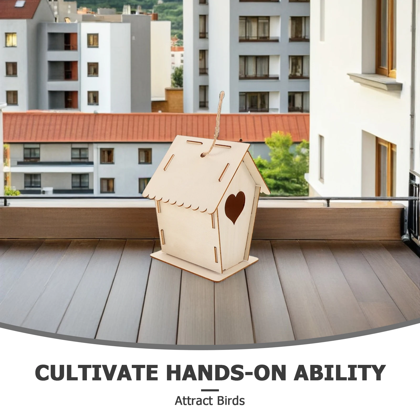 طقم بيت الطيور الخشبي غير المكتمل مكون من 12 قطعة للأطفال، طلاء معلق في الهواء الطلق، ديكور حرفي للحديقة، طقم بيت الطيور للأطفال #6