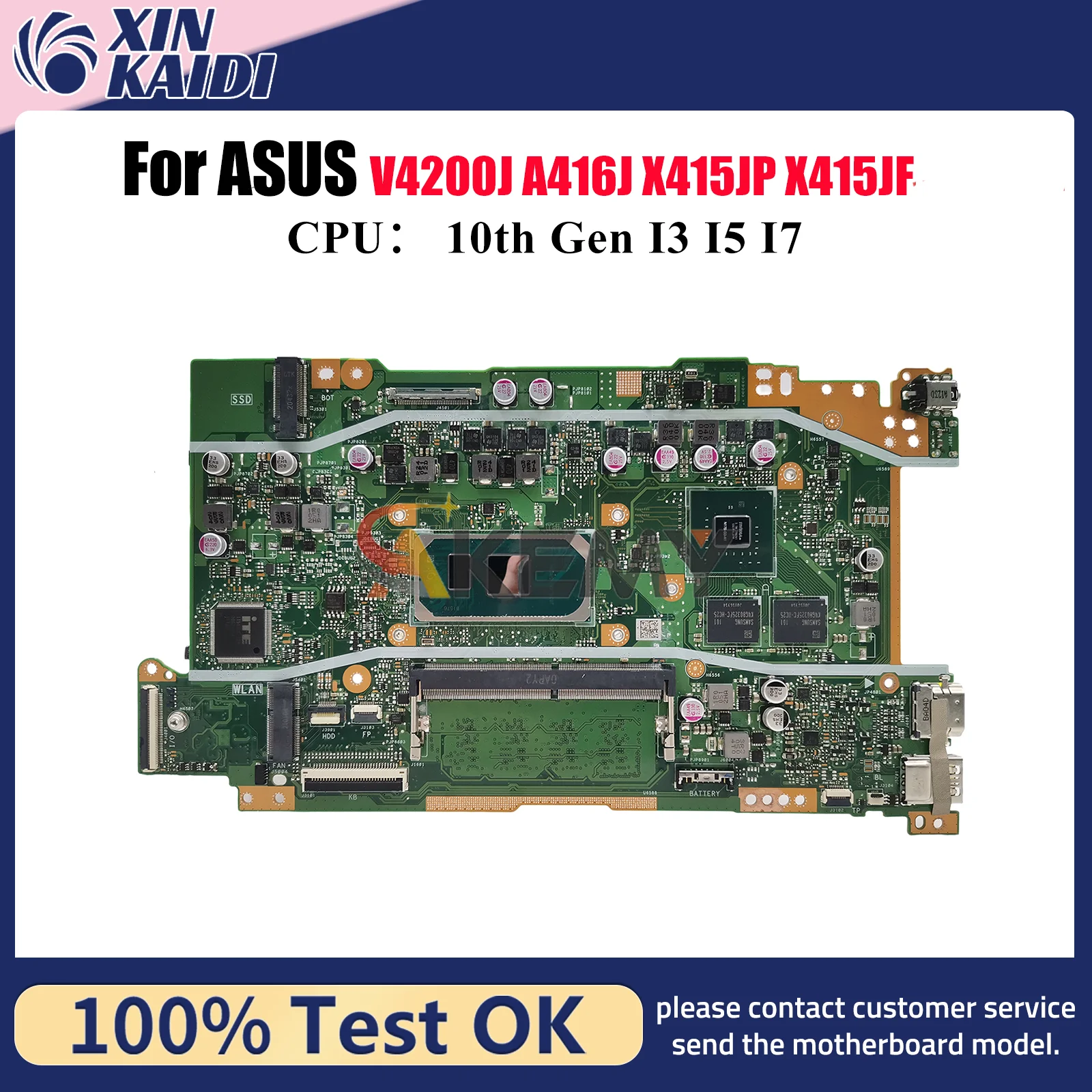 

X415JP Материнская плата для ноутбука ASUS VivoBook X415JF X415J V4200J X415JAB V5200J X415JP A416J Материнская плата с процессором I3 I5 I7 в порядке