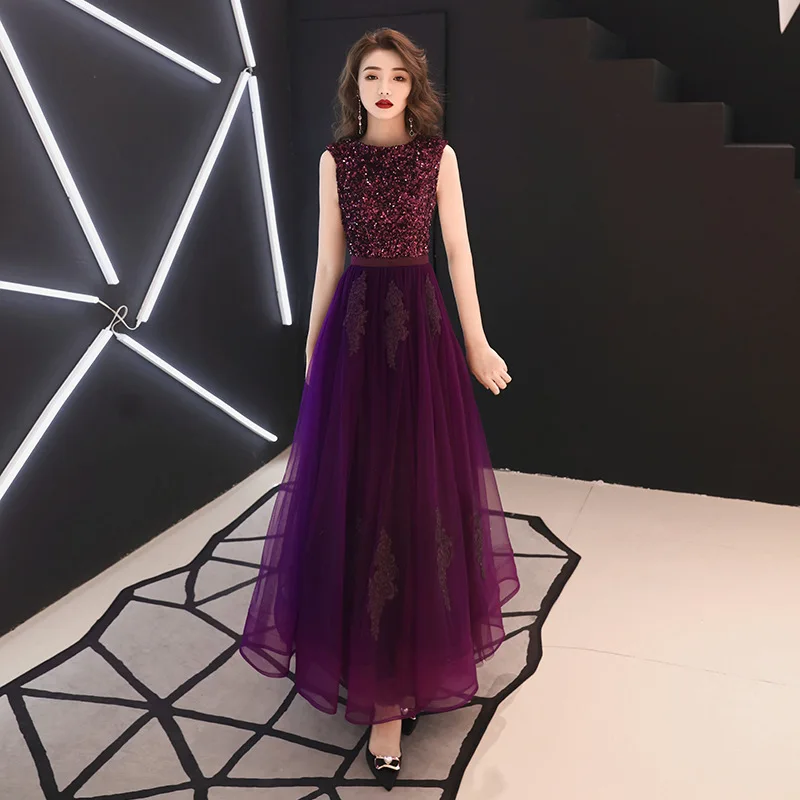 GMQ-11/17#Back Zipper Evening Dress Women\'s 2024 Spring New Sequins Performance Celebrity Dinner Annual Meeting Host Long Dress