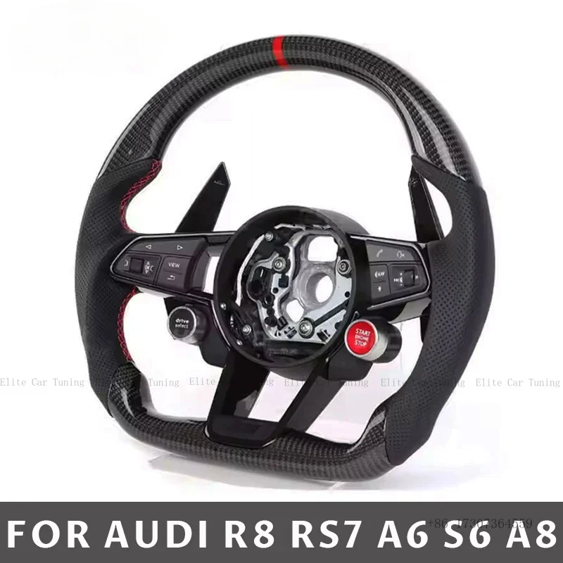 

Car Carbon Fiber Sport Steering Wheel One Start Buttons for Audi R8 RS7 4S MK2 A6 S6 RS6 A7 S7 A8 S8 D4 D5 A3 S3 Car Accessories