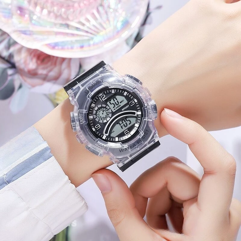 Electronic Watch, Translucent Adolescent Student Multi-Functional Sports Electronic Watch
