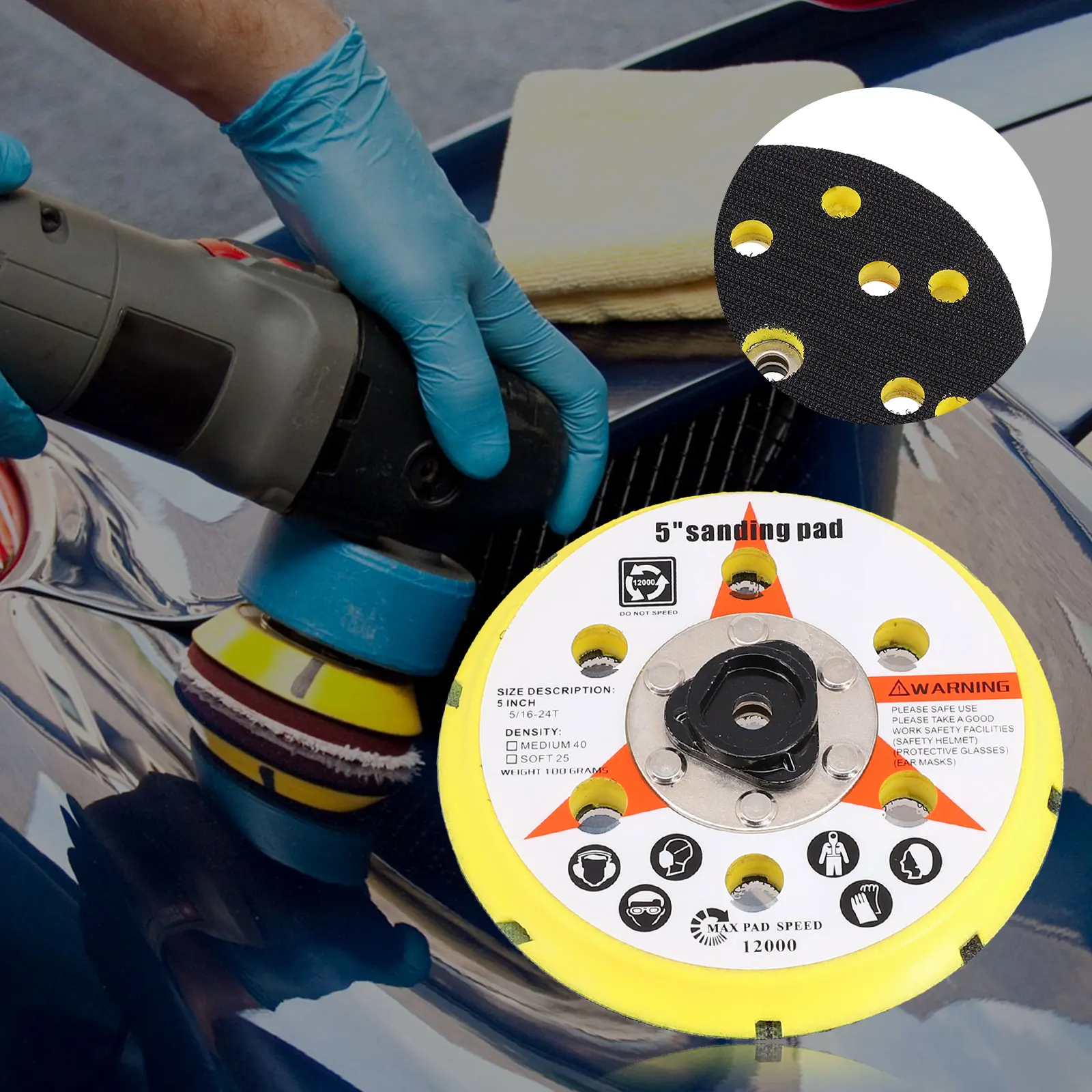 125 mm 5 pollici per cuscinetto di supporto per lucidatrice DA con 15 fori di emissione di calore per trasferimento di calore ridotto durante la lucidatura