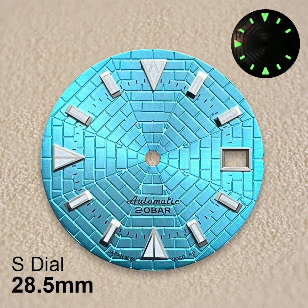 

28.5mm S Logo Cobweb Dial Suitable for NH35/NH36/7S Japanese Movement Green Luminous High Quality Watches Modified Accessories