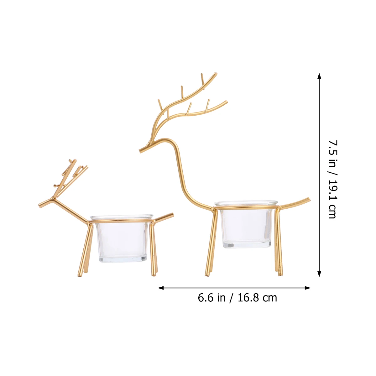 

2pcs Deer Holder Glass Vintage Iron Home Decoration Desktop Adornment Wedding Ornament Candlestick Rack Reusable